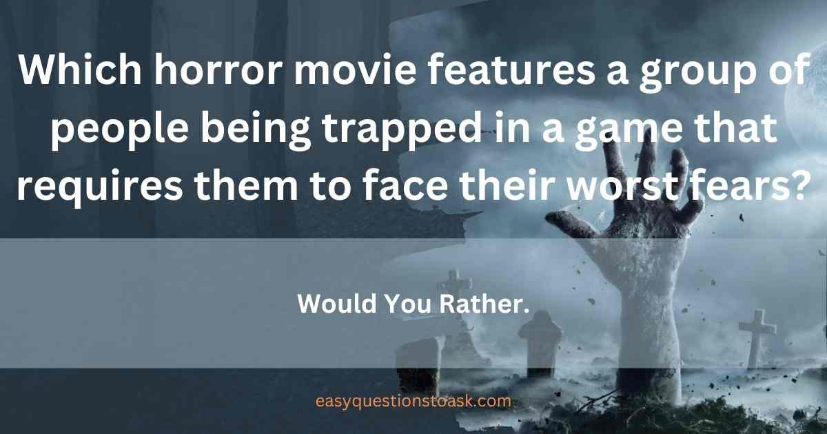 Which horror movie features a group of people being trapped in a game that requires them to face their worst fears
